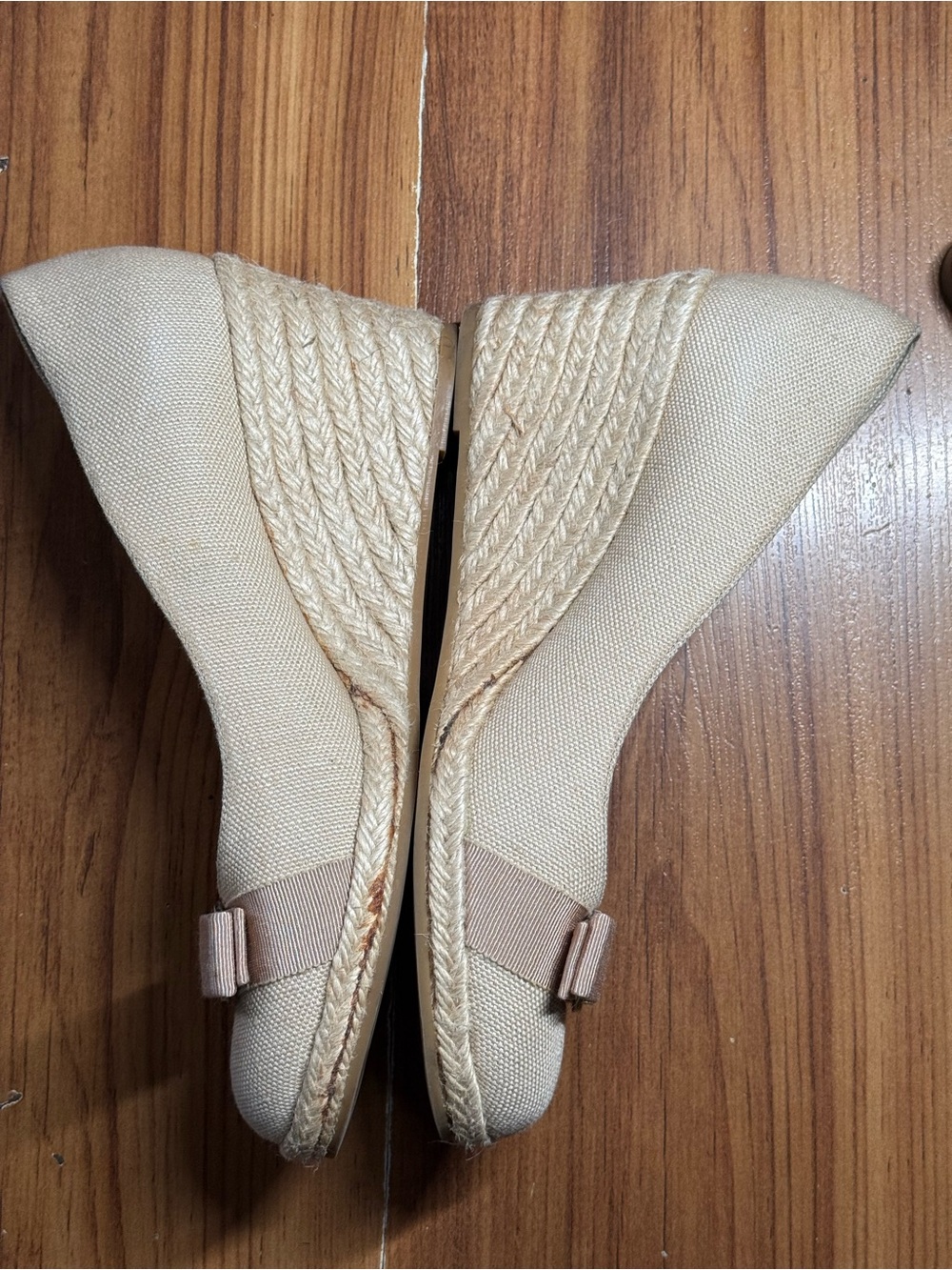 Salvatore Ferragamo Beige Canvas Espadrille Wedges - Picture 4 of 11